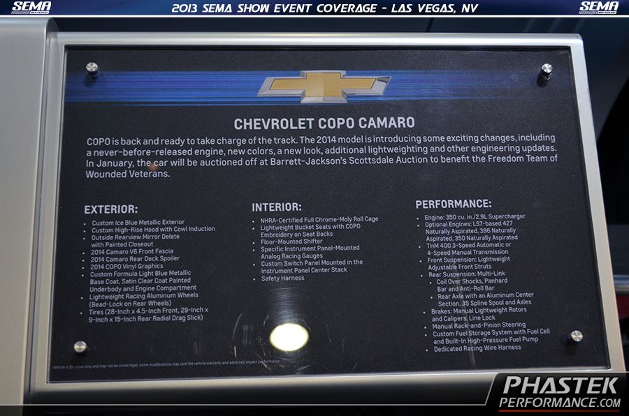GM Chevy 2014 COPO Camaro at 2013 SEMA Show Camaro Pictures by Phastek