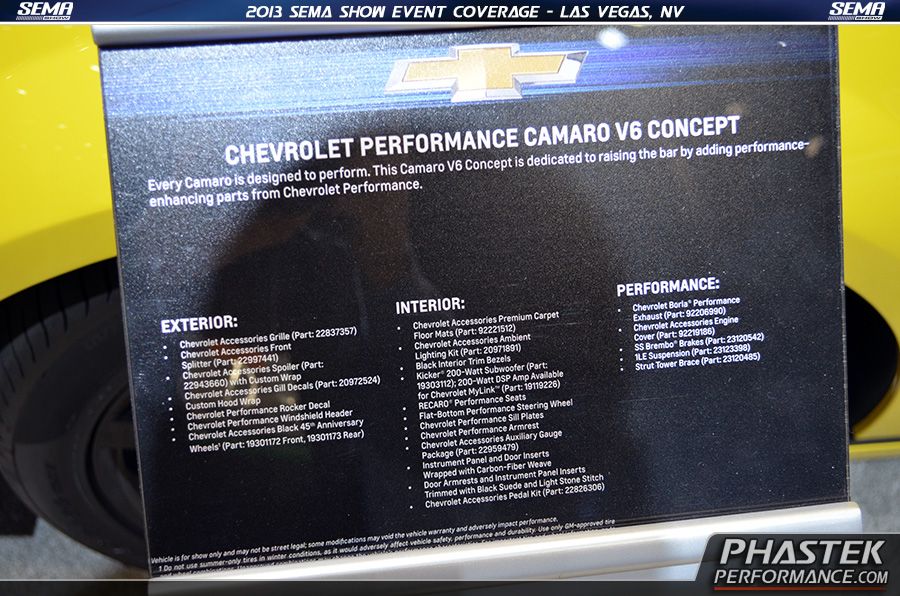 GM Camaro V-6 Concept at 2013 SEMA Show Camaro Pictures by Phastek