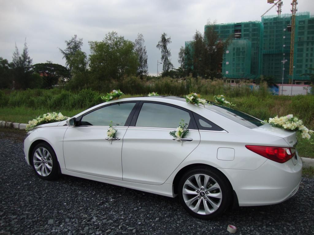 Cho thuê xe cưới hyundai sonata màu trắng - 2