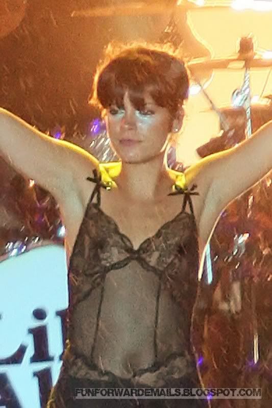 Lily Allen's - Hot Pics in SEE THROUGH TOP on Stage in London
