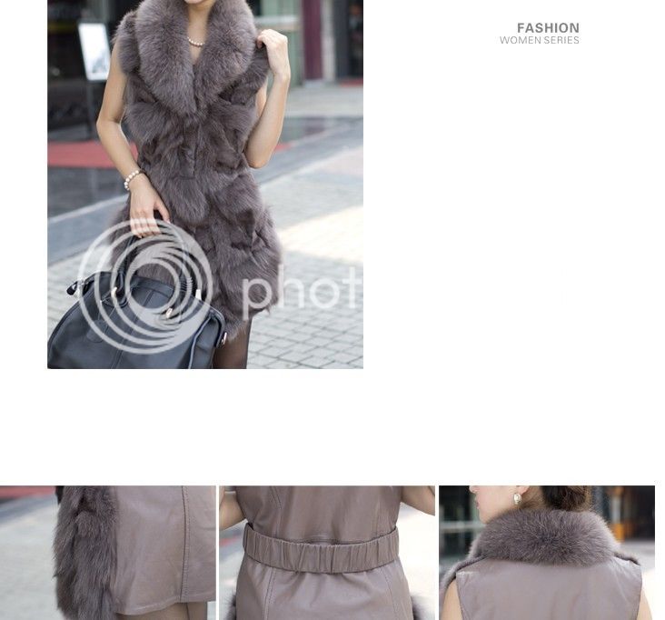 Perfect combine genuine fox fur+genuine sheep leather vest vests 